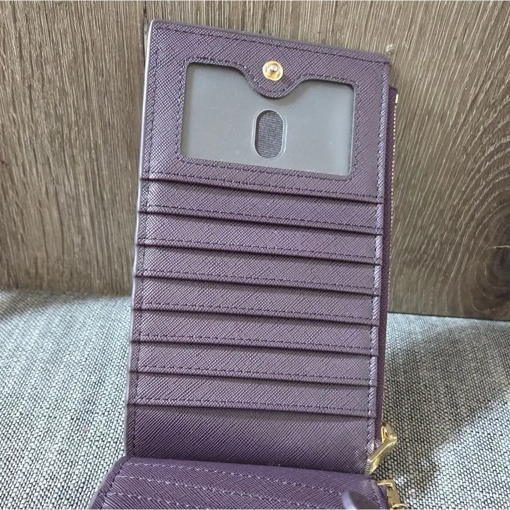 Travelambo Womens Purple Wallet RFID Blocking Bifold Multi Card Case Zipper